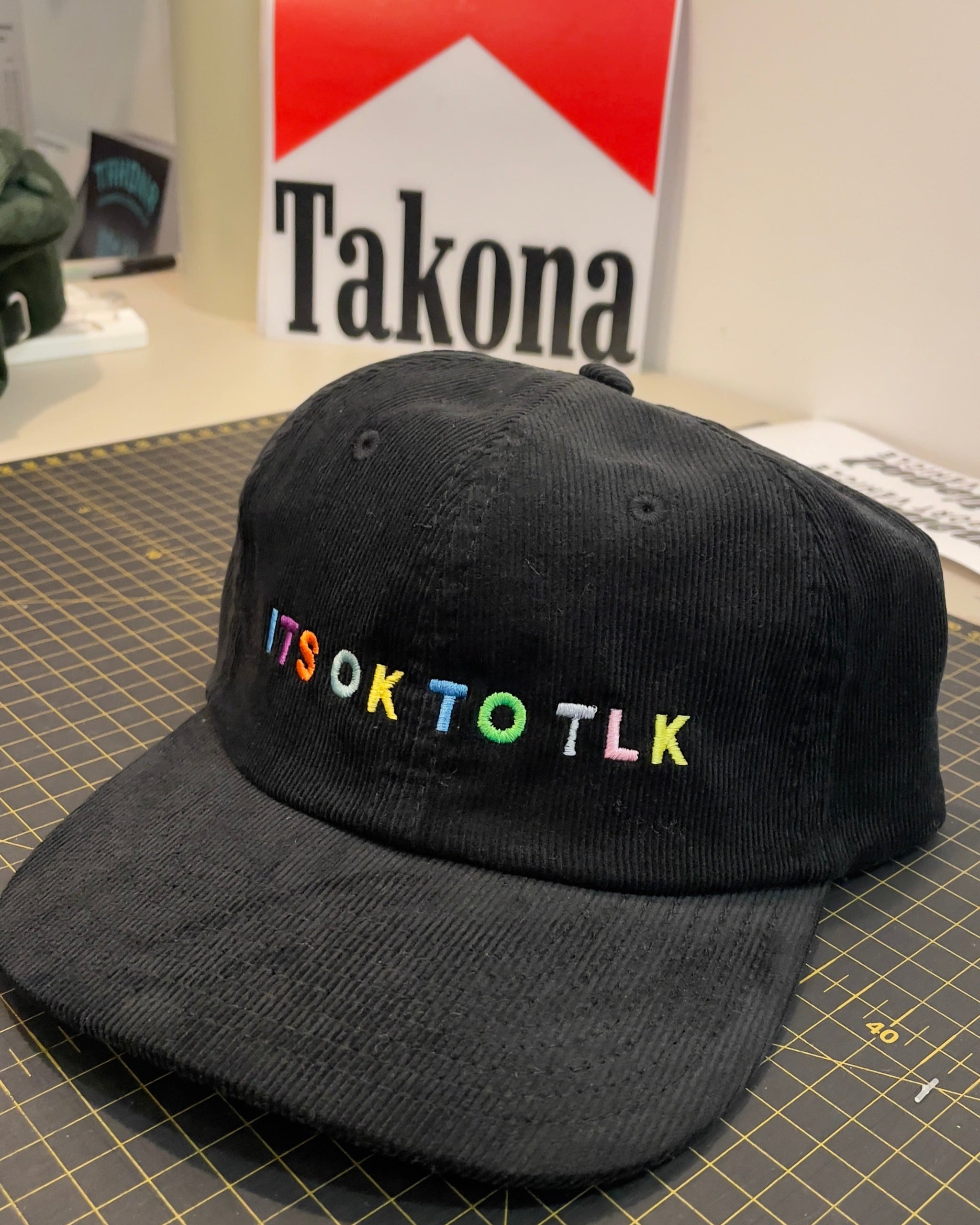 ITS OK TO TLK Rainbow Embroidered Corduroy Baseball Cap