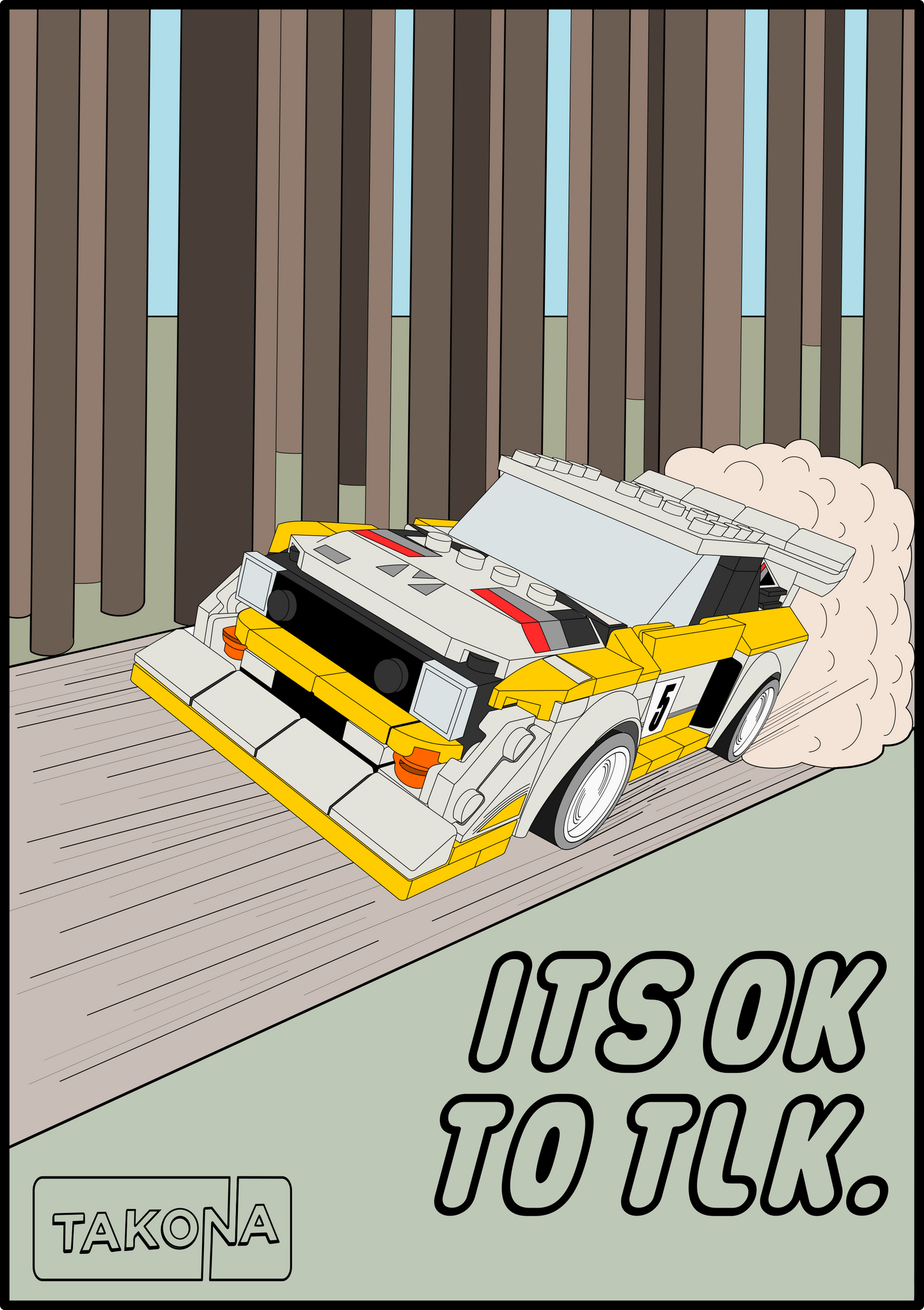 LEGO Audi Quattro Drawing Sublimation Printed onto high GSM Paper.