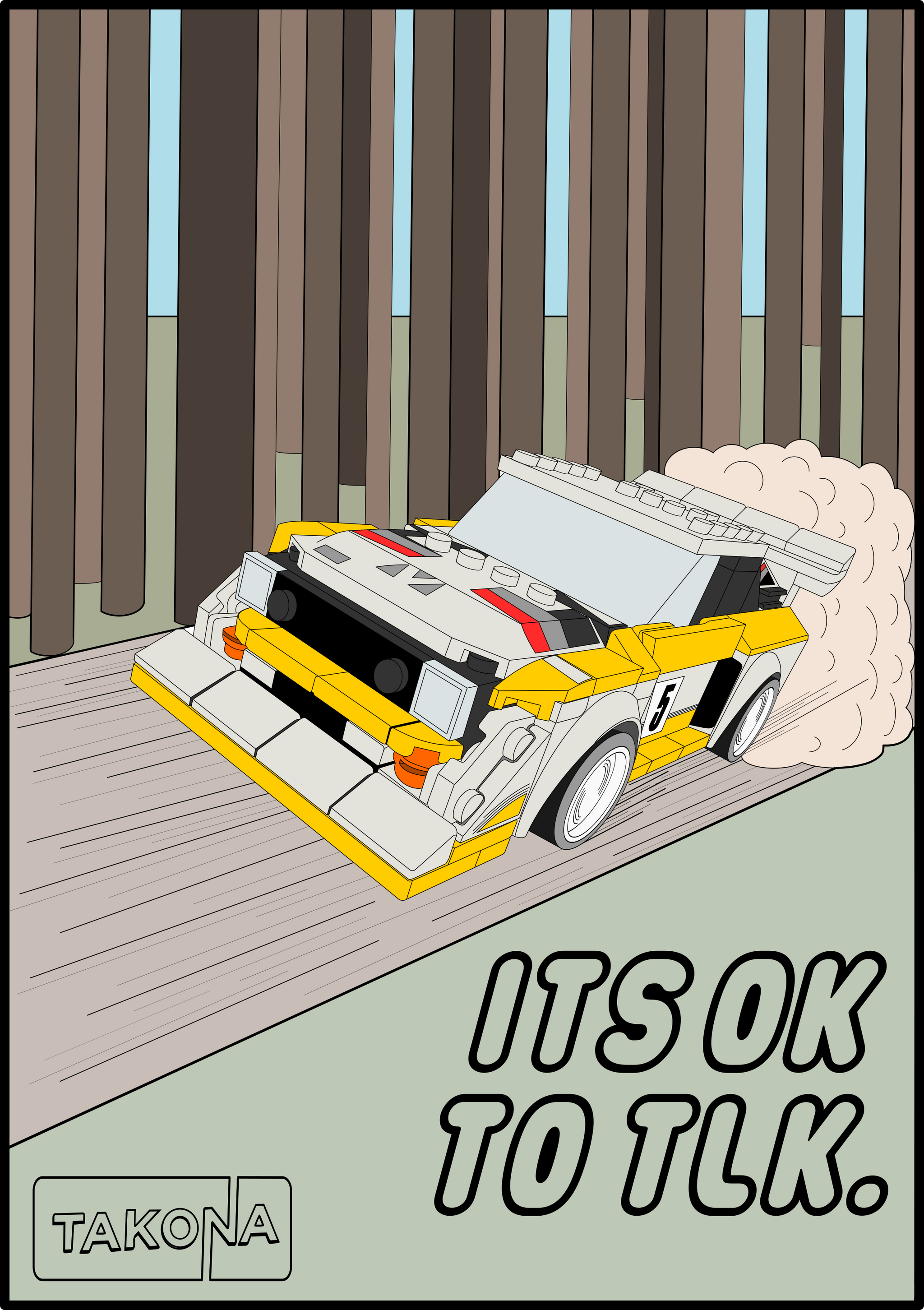 LEGO Audi Quattro Drawing Sublimation Printed onto high GSM Paper.